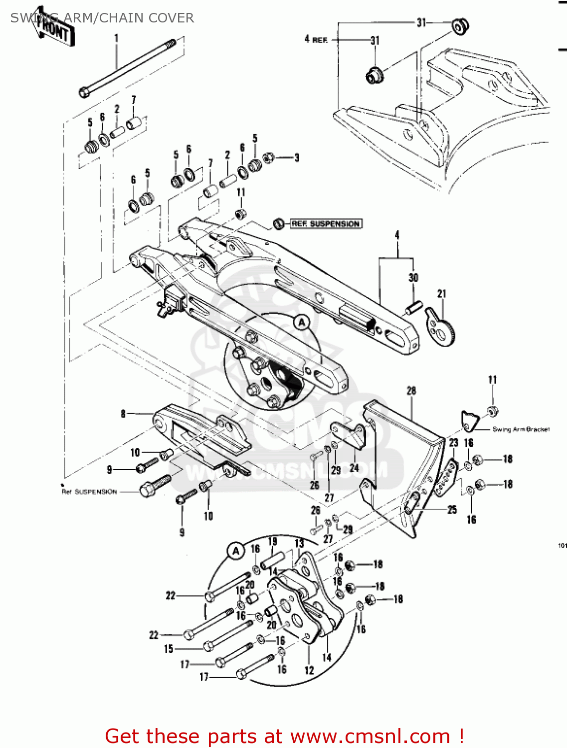 SWING ARM/CHAIN COVER KDX450-A1 KDX450 1982 UNITED KINGDOM USA CALIFORNIA EXPORT