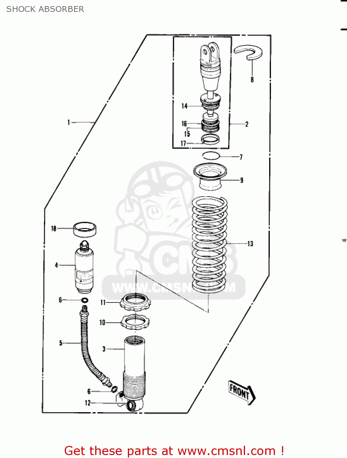 SHOCK ABSORBER KDX450-A1 KDX450 1982 UNITED KINGDOM USA CALIFORNIA EXPORT