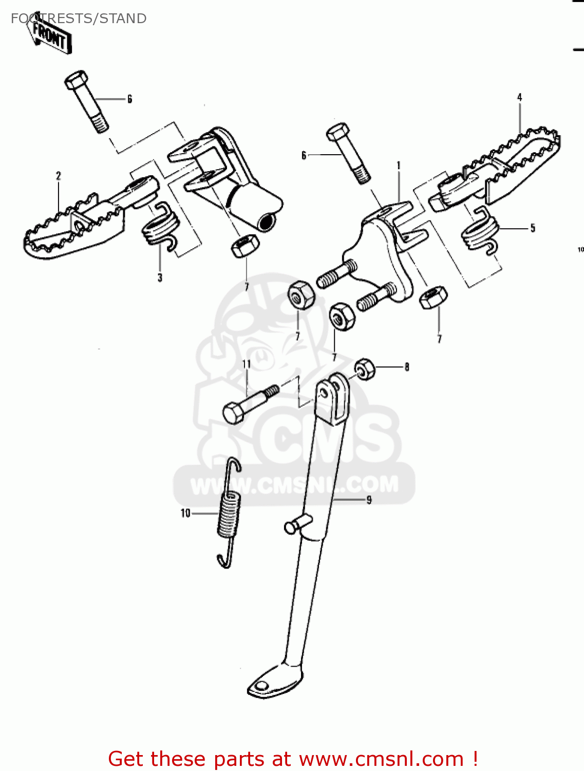 FOOTRESTS/STAND KDX450-A1 KDX450 1982 UNITED KINGDOM USA CALIFORNIA EXPORT