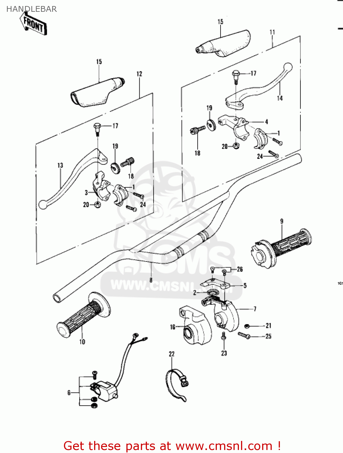 HANDLEBAR KDX450-A1 KDX450 1982 UNITED KINGDOM USA CALIFORNIA EXPORT