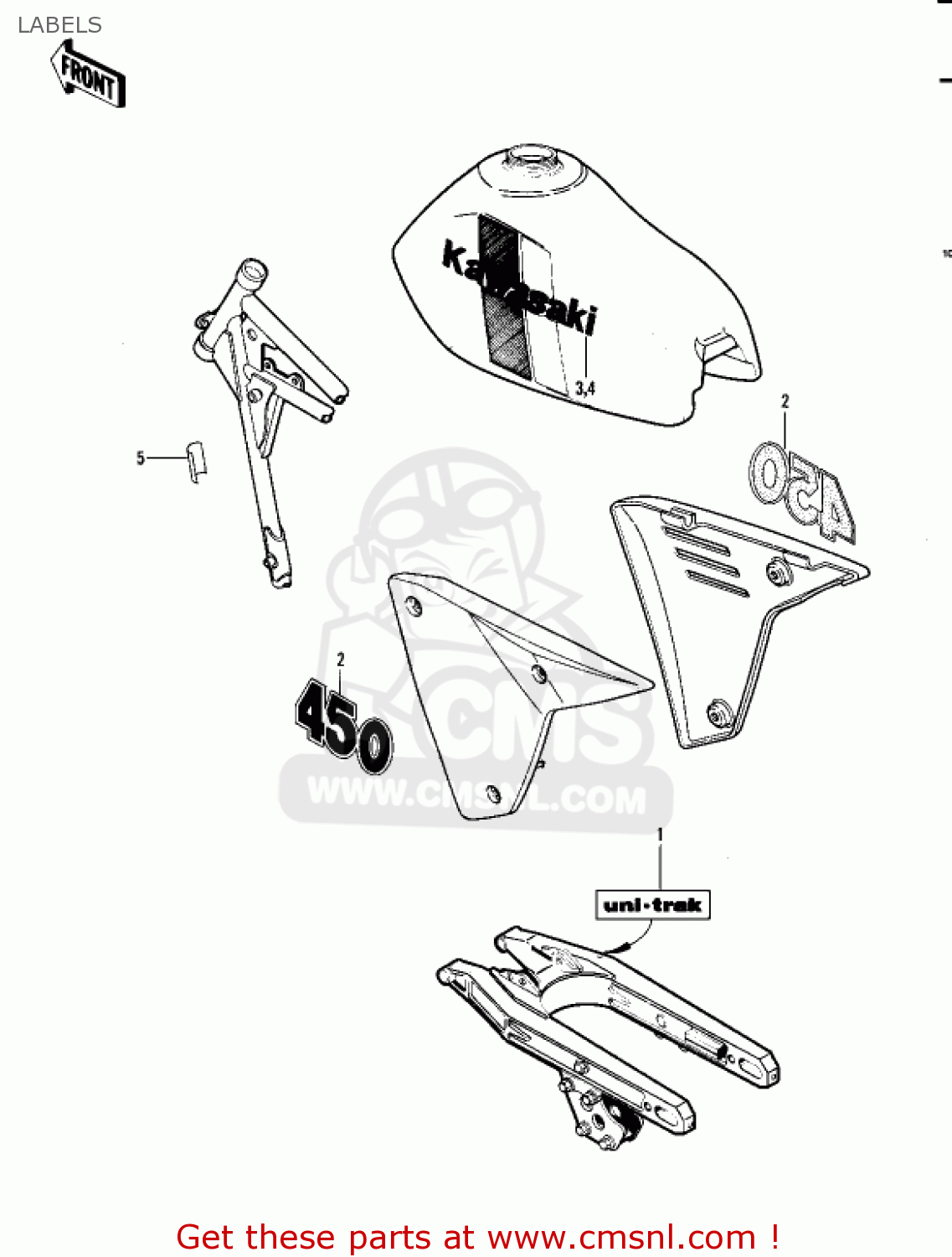 LABELS KDX450-A1 KDX450 1982 UNITED KINGDOM USA CALIFORNIA EXPORT