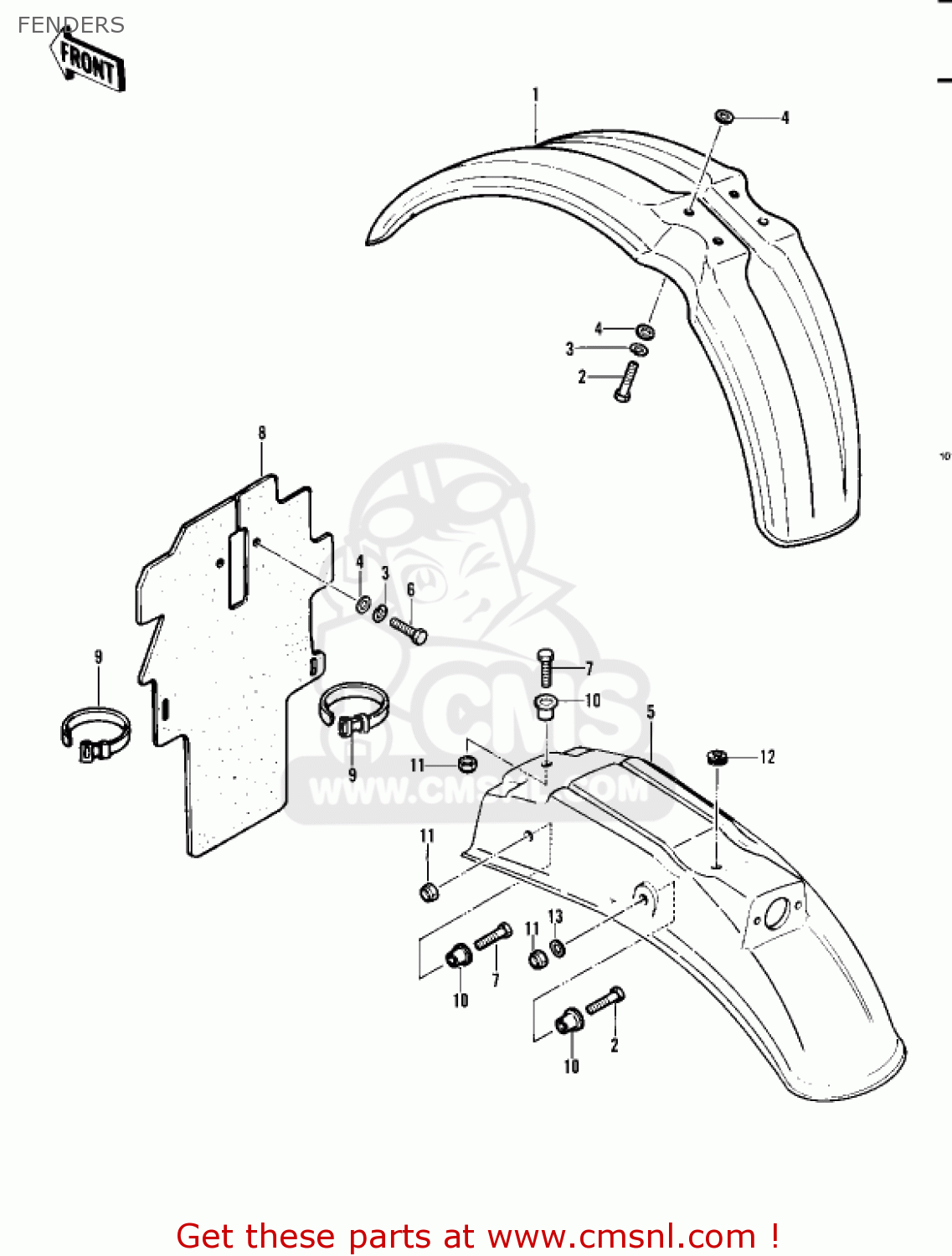 FENDERS KDX450-A1 KDX450 1982 UNITED KINGDOM USA CALIFORNIA EXPORT