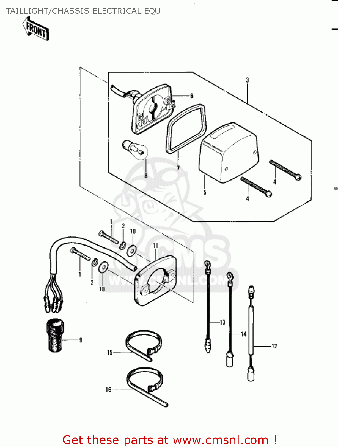 TAILLIGHT/CHASSIS ELECTRICAL EQU KDX450-A1 KDX450 1982 UNITED KINGDOM USA CALIFORNIA EXPORT
