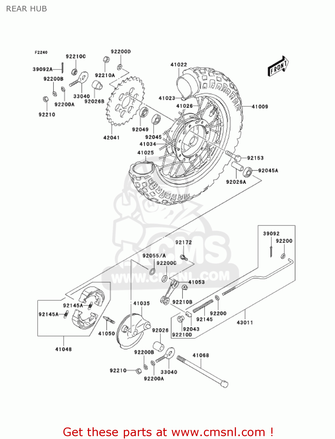 REAR HUB KDX50-A1 KDX50 2003 USA CANADA