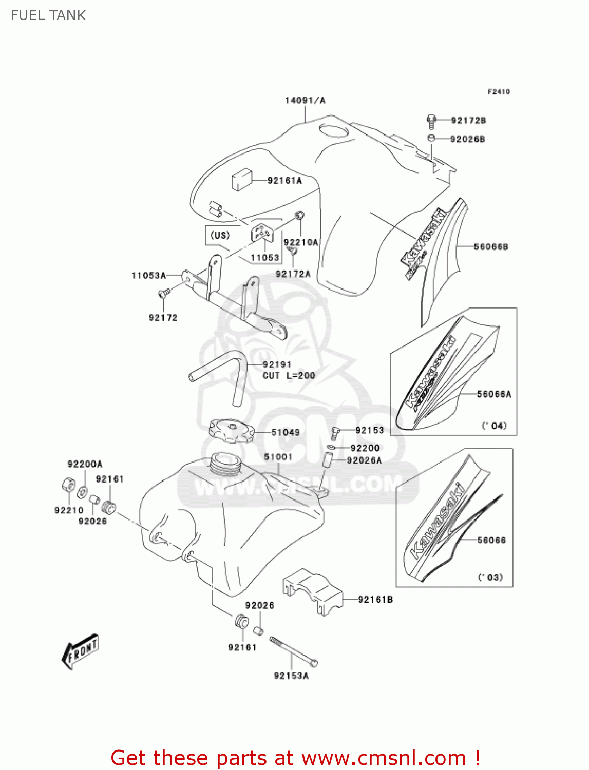 FUEL TANK KDX50-A2 KDX50 2004 USA CANADA