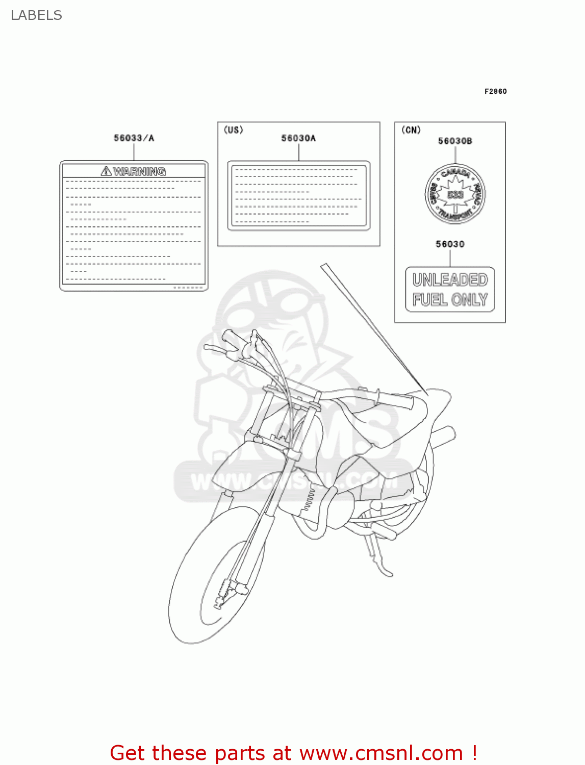 LABELS KDX50-A2 KDX50 2004 USA CANADA