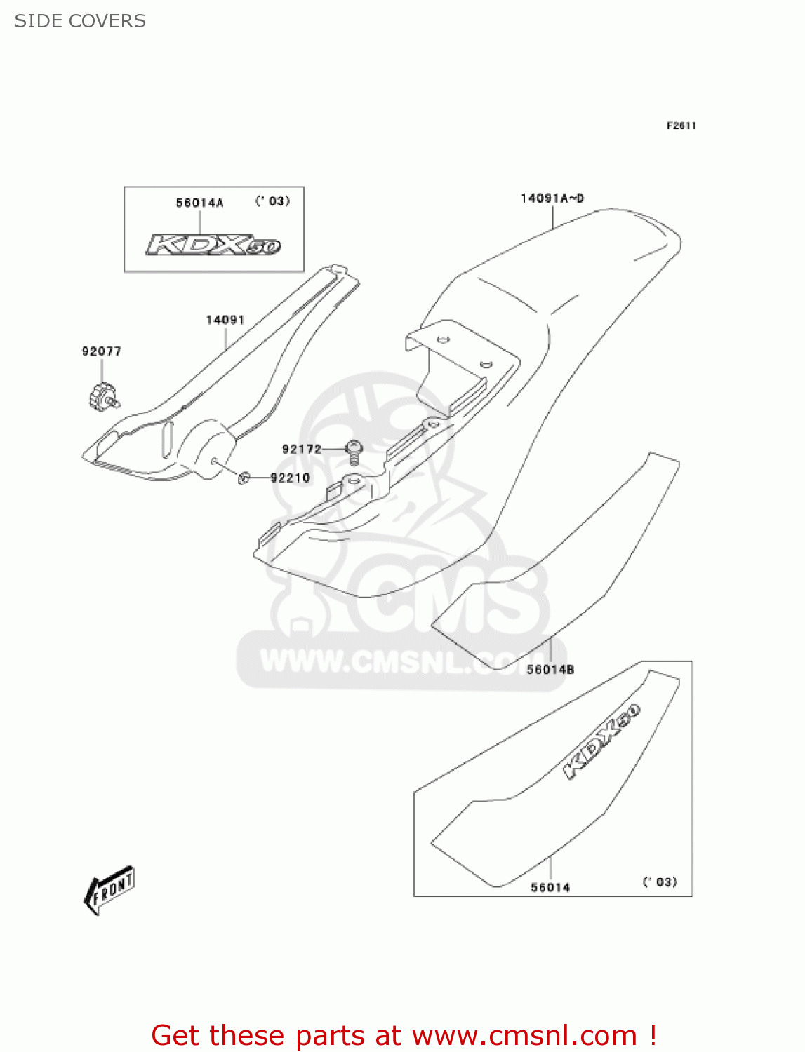 SIDE COVERS KDX50-A2 KDX50 2004 USA CANADA