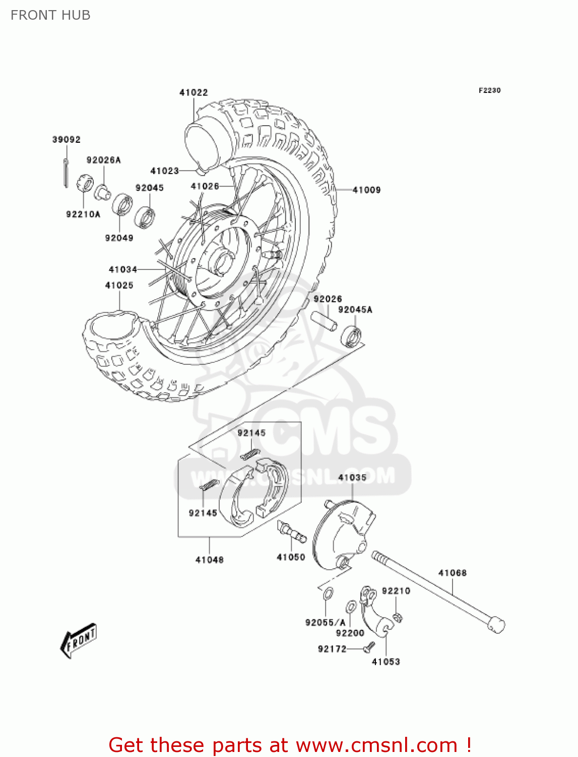 FRONT HUB KDX50-A3 KDX50 2005 USA CANADA