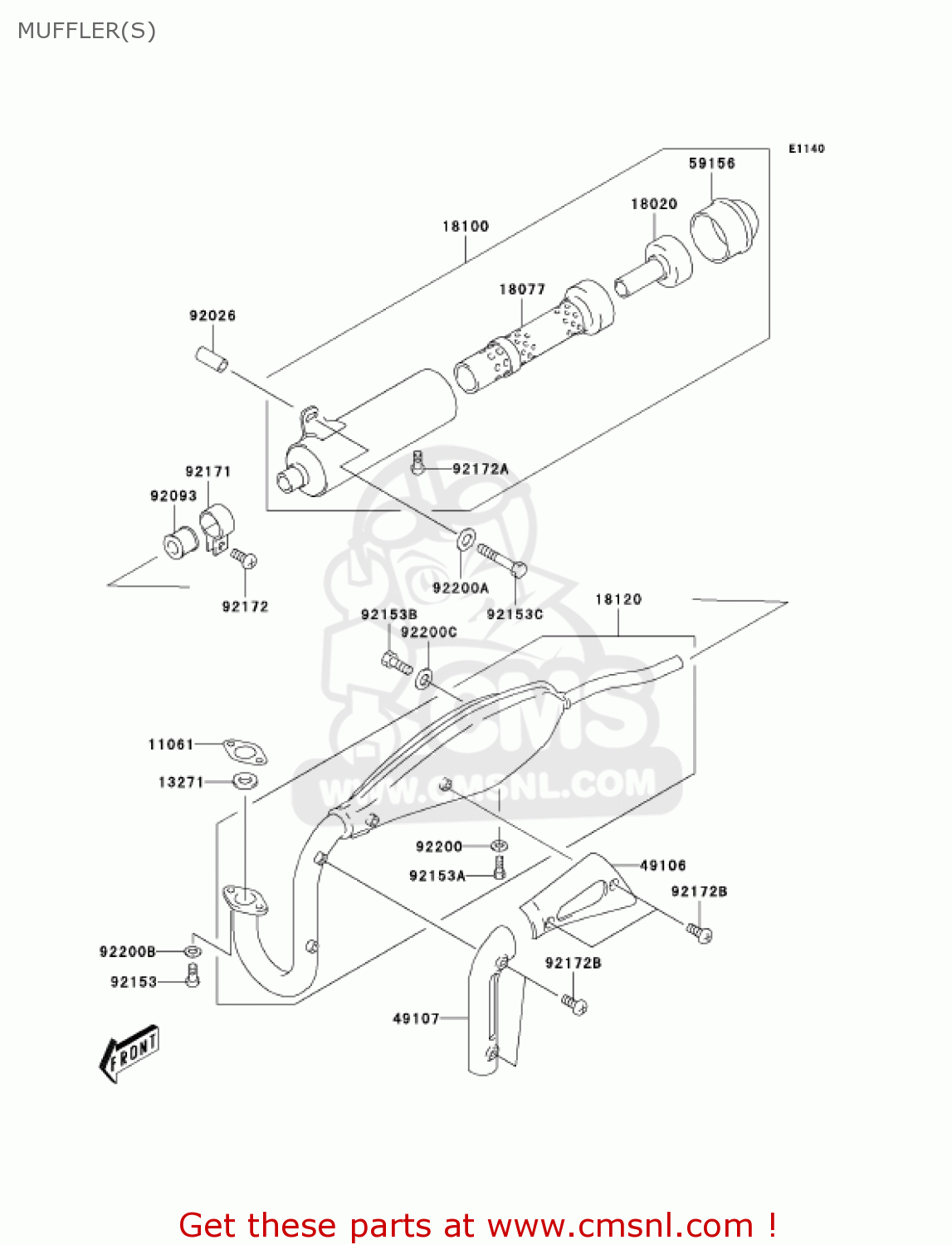 MUFFLER(S) KDX50-A3 KDX50 2005 USA CANADA