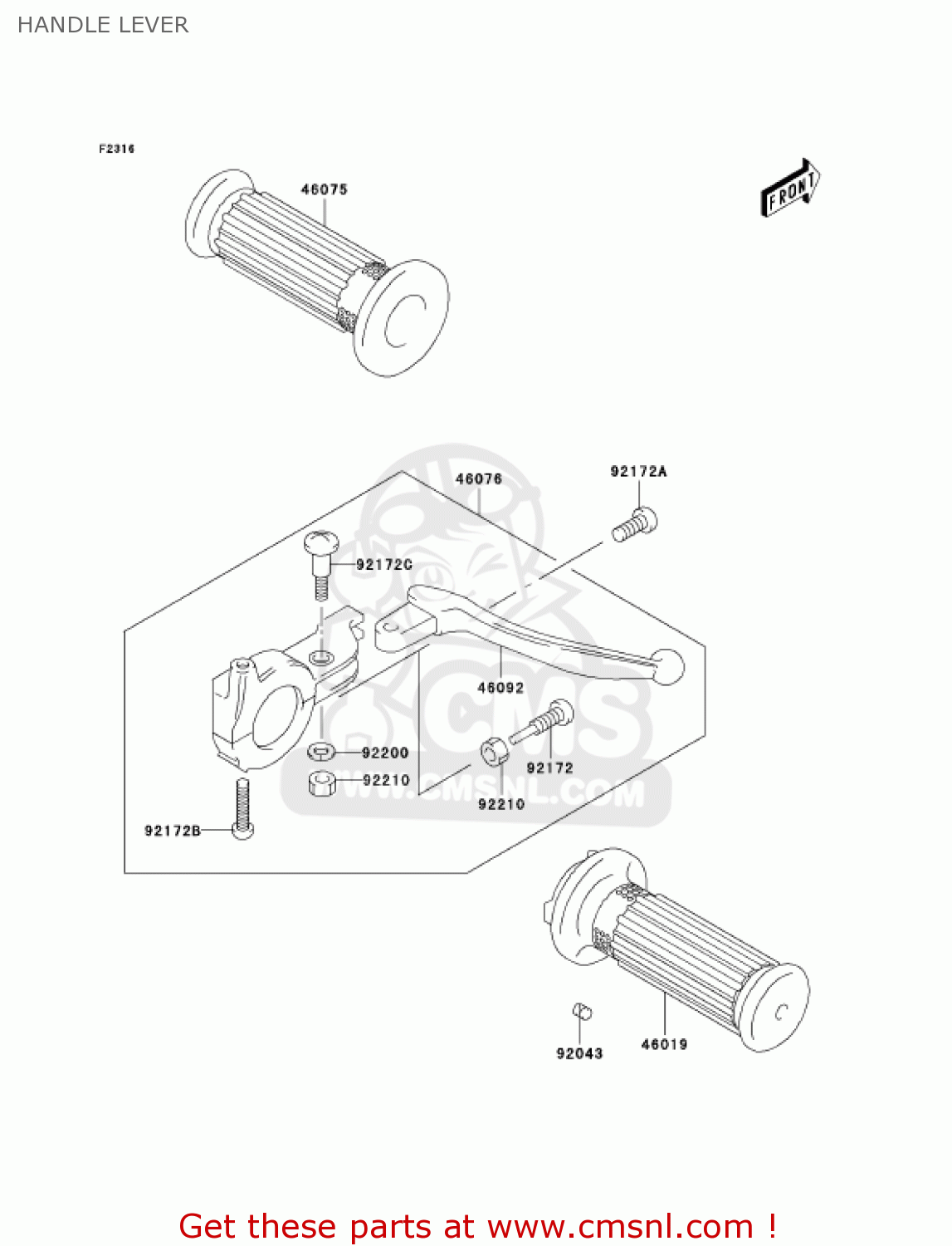 HANDLE LEVER KDX50-A3 KDX50 2005 USA CANADA