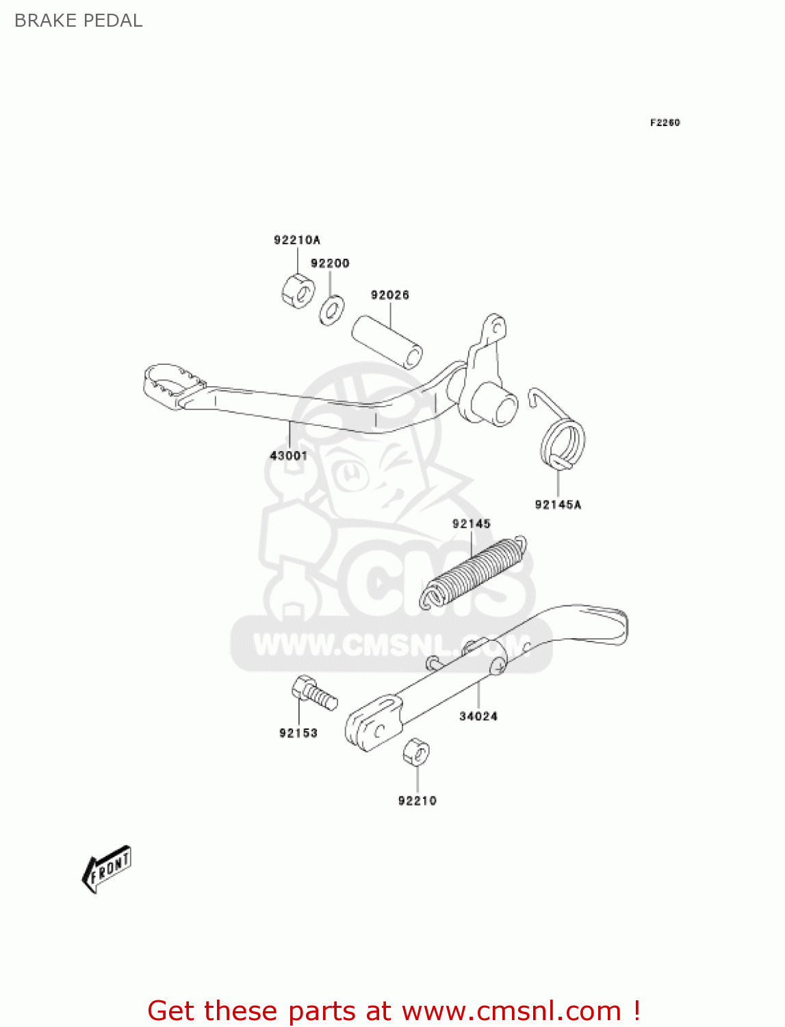 BRAKE PEDAL KDX50-A3 KDX50 2005 USA CANADA