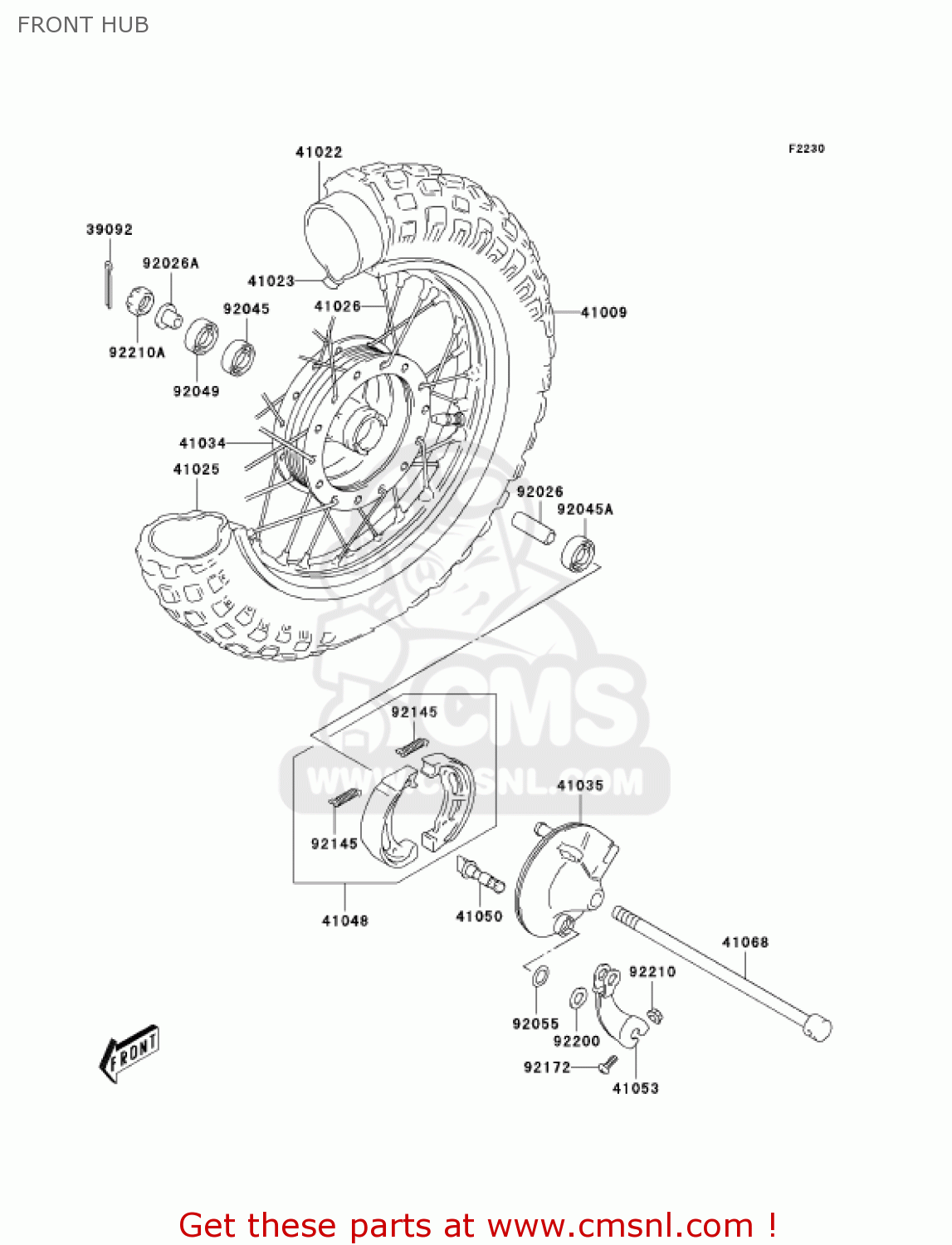 FRONT HUB KDX50A6F KDX50 2006 USA CANADA