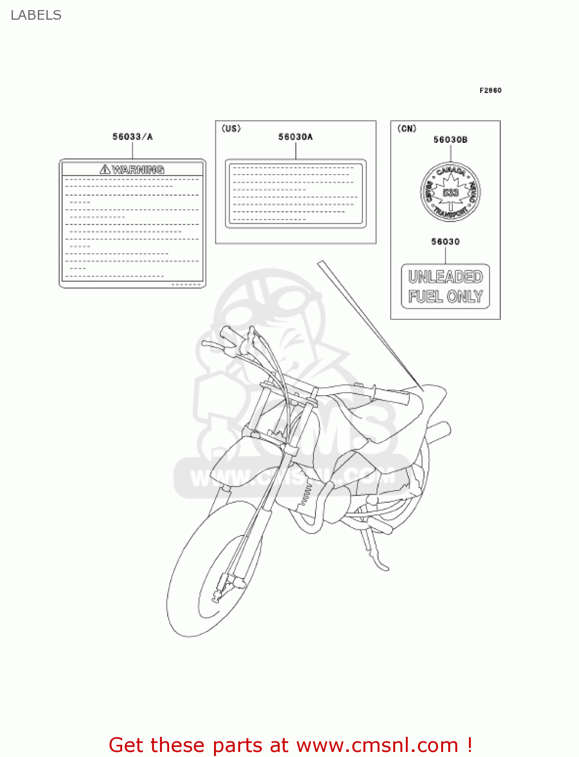 LABELS KDX50A6F KDX50 2006 USA CANADA