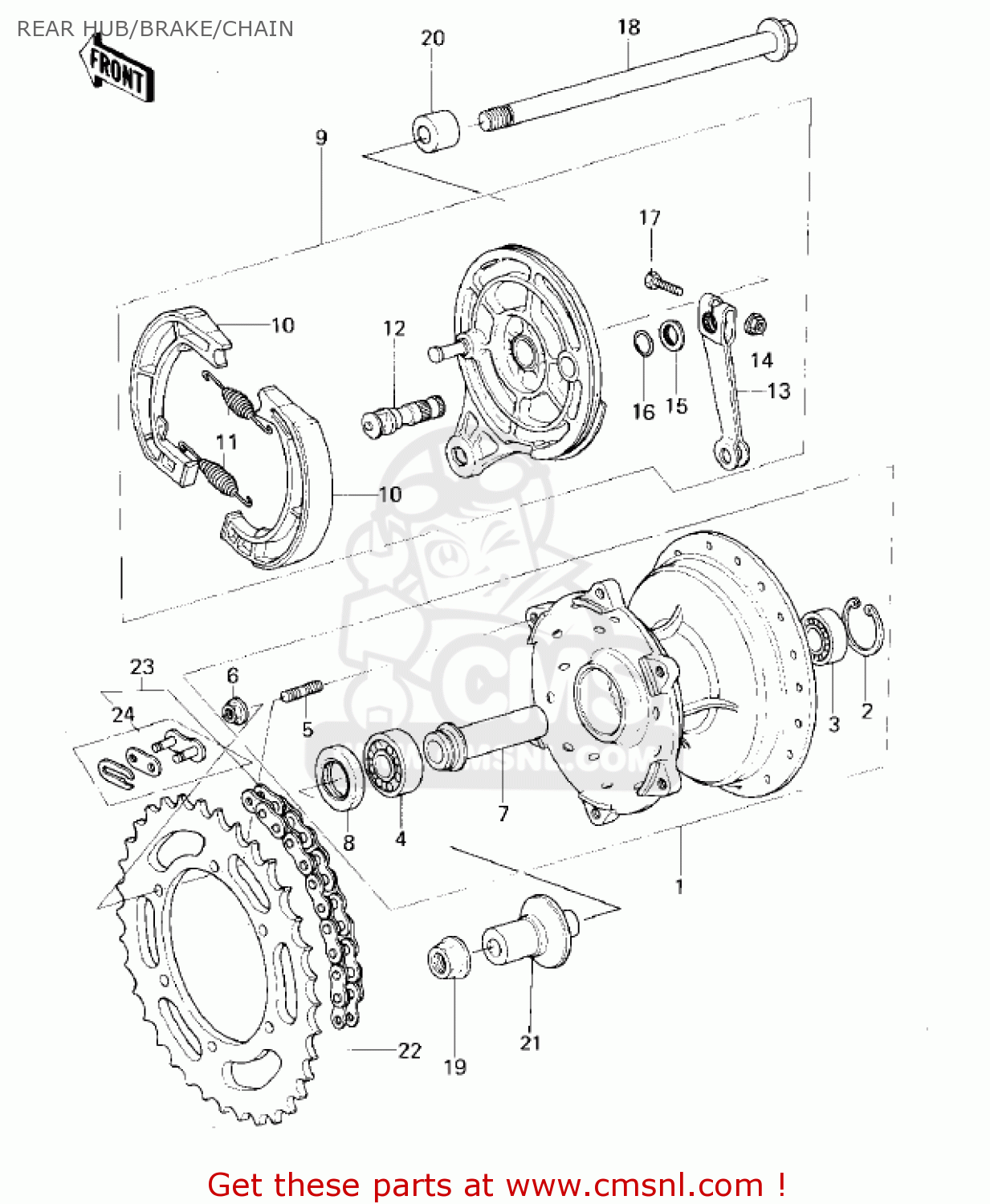 REAR HUB/BRAKE/CHAIN KDX80-A1 KDX80 1980 AUSTRIA