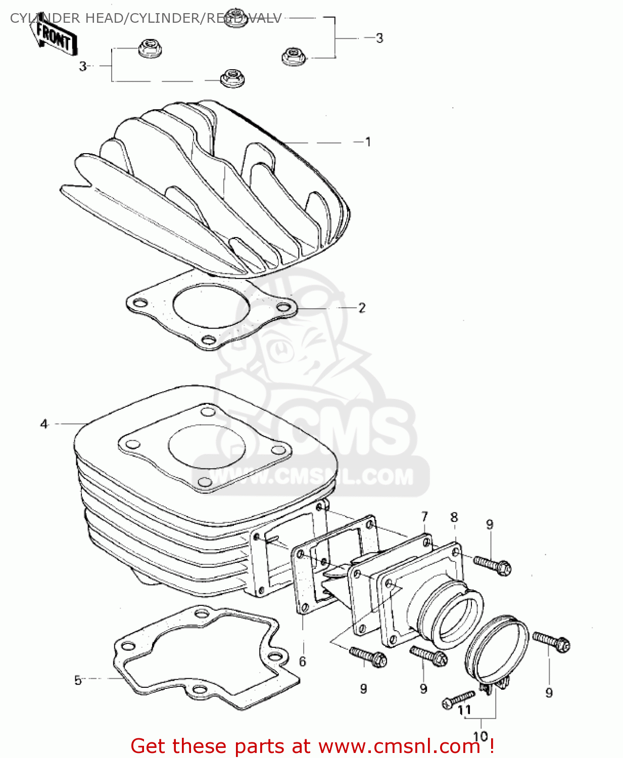 CYLINDER HEAD/CYLINDER/REED VALV KDX80-A2 KDX80 1981 AUSTRIA
