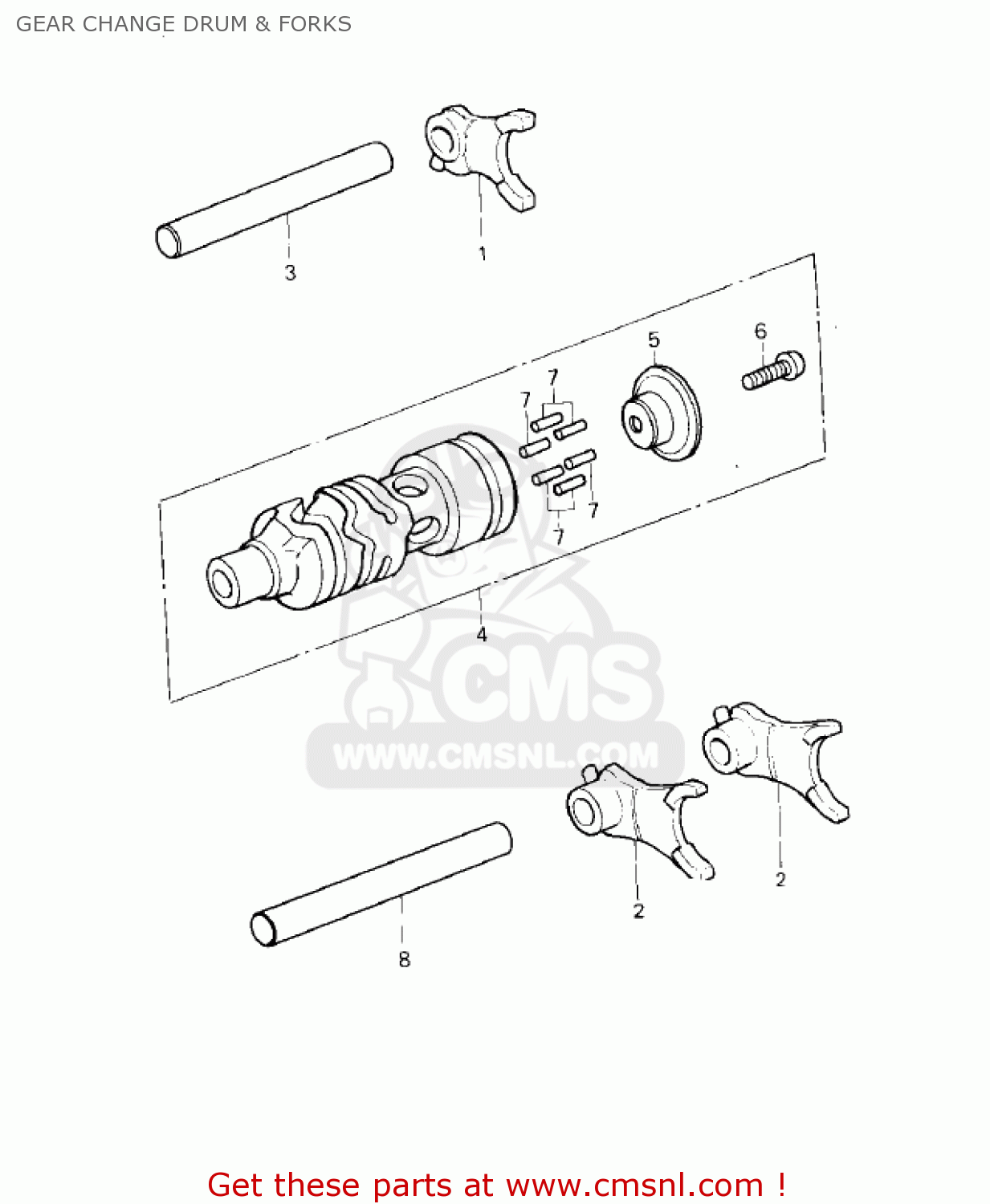 GEAR CHANGE DRUM & FORKS KDX80-A2 KDX80 1981 AUSTRIA
