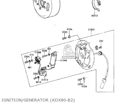 Kawasaki KDX80-B2 KDX80 1982 USA CANADA parts lists and schematics