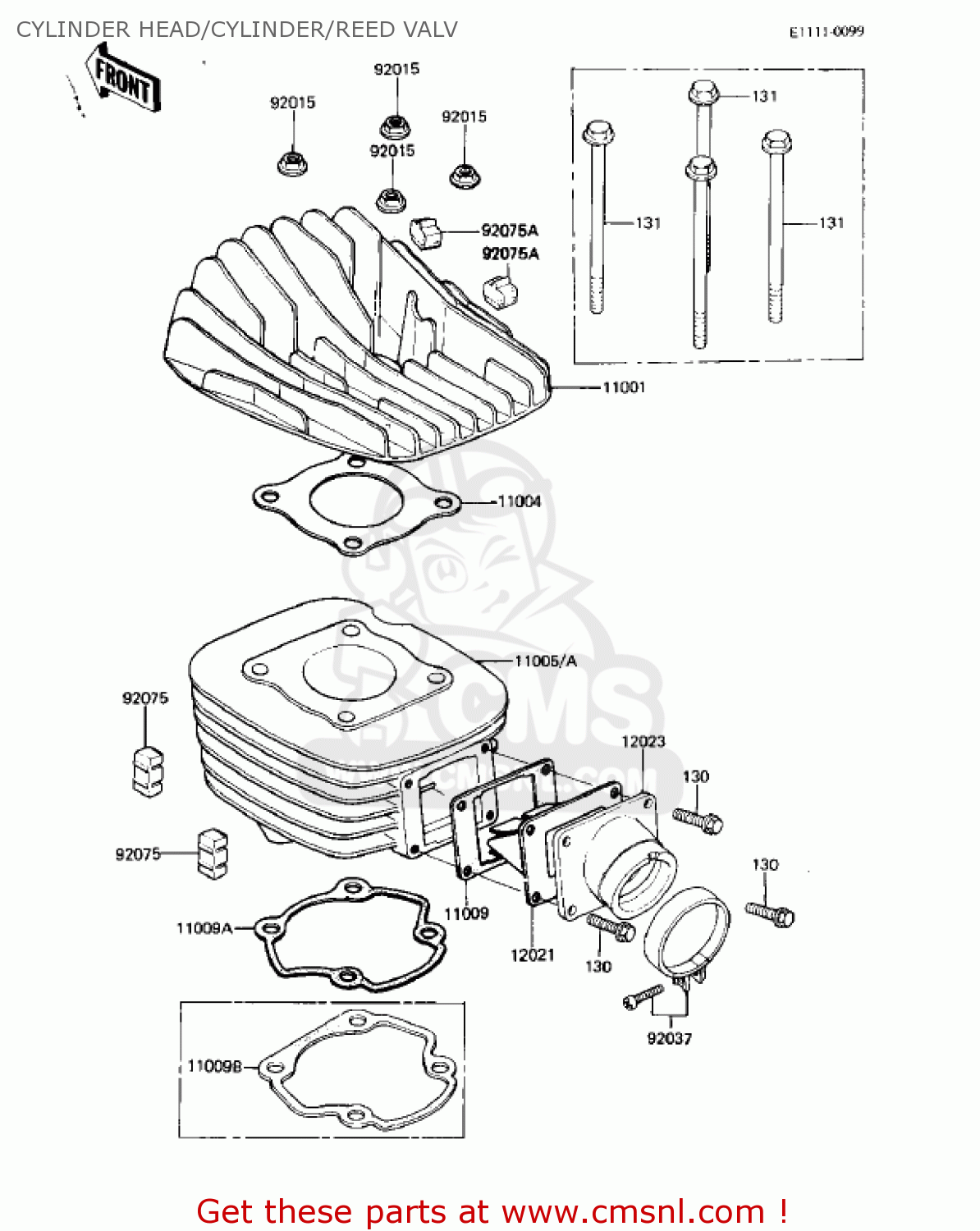 CYLINDER HEAD/CYLINDER/REED VALV KDX80-B2 KDX80 1982 USA CANADA
