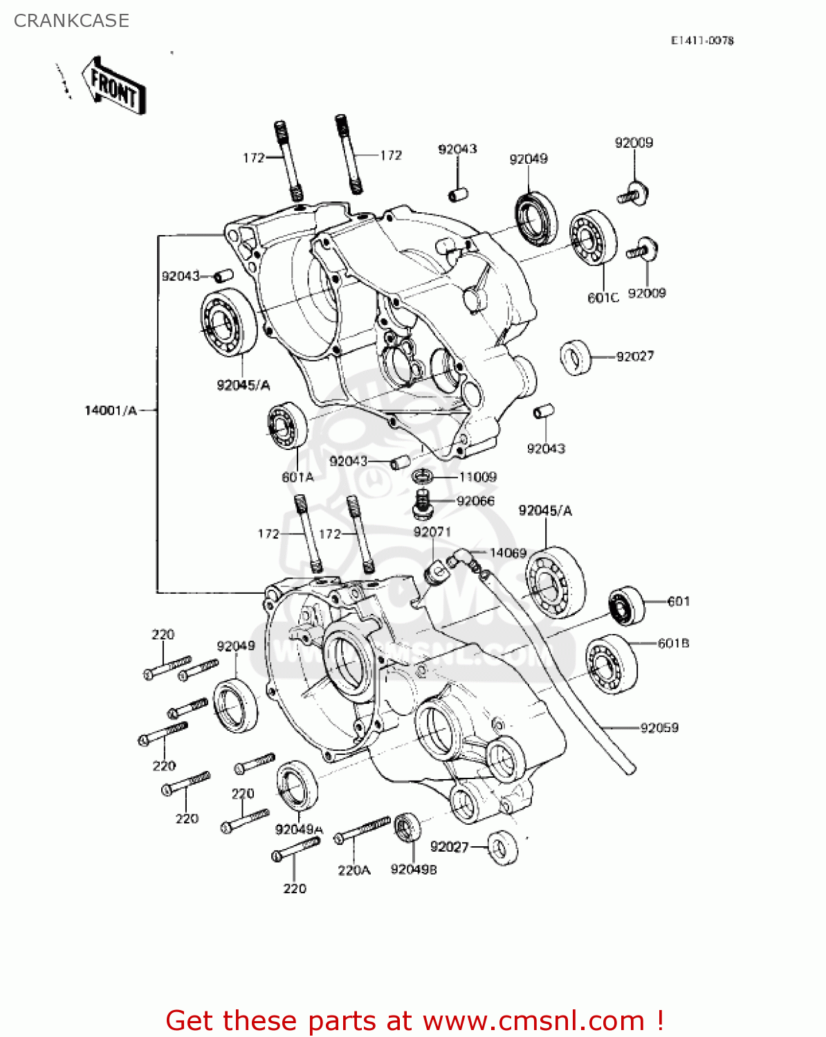 CRANKCASE KDX80-B2 KDX80 1982 USA CANADA