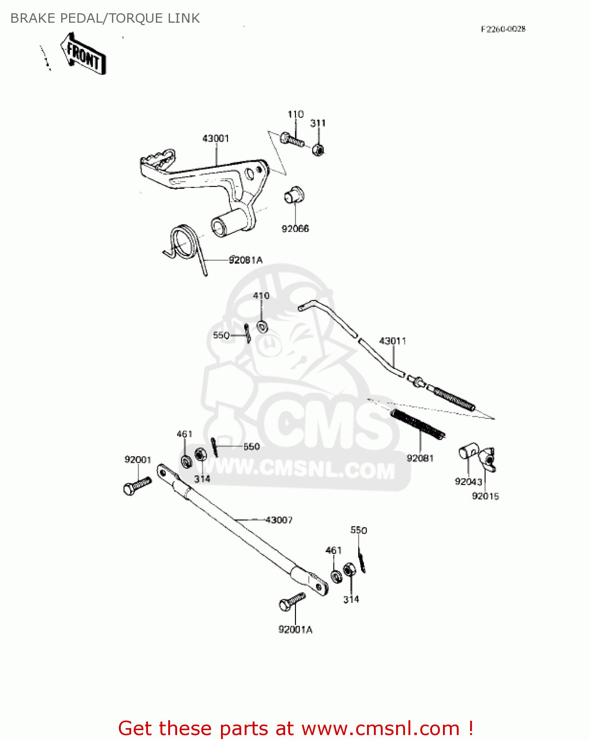 BRAKE PEDAL/TORQUE LINK KDX80-B2 KDX80 1982 USA CANADA