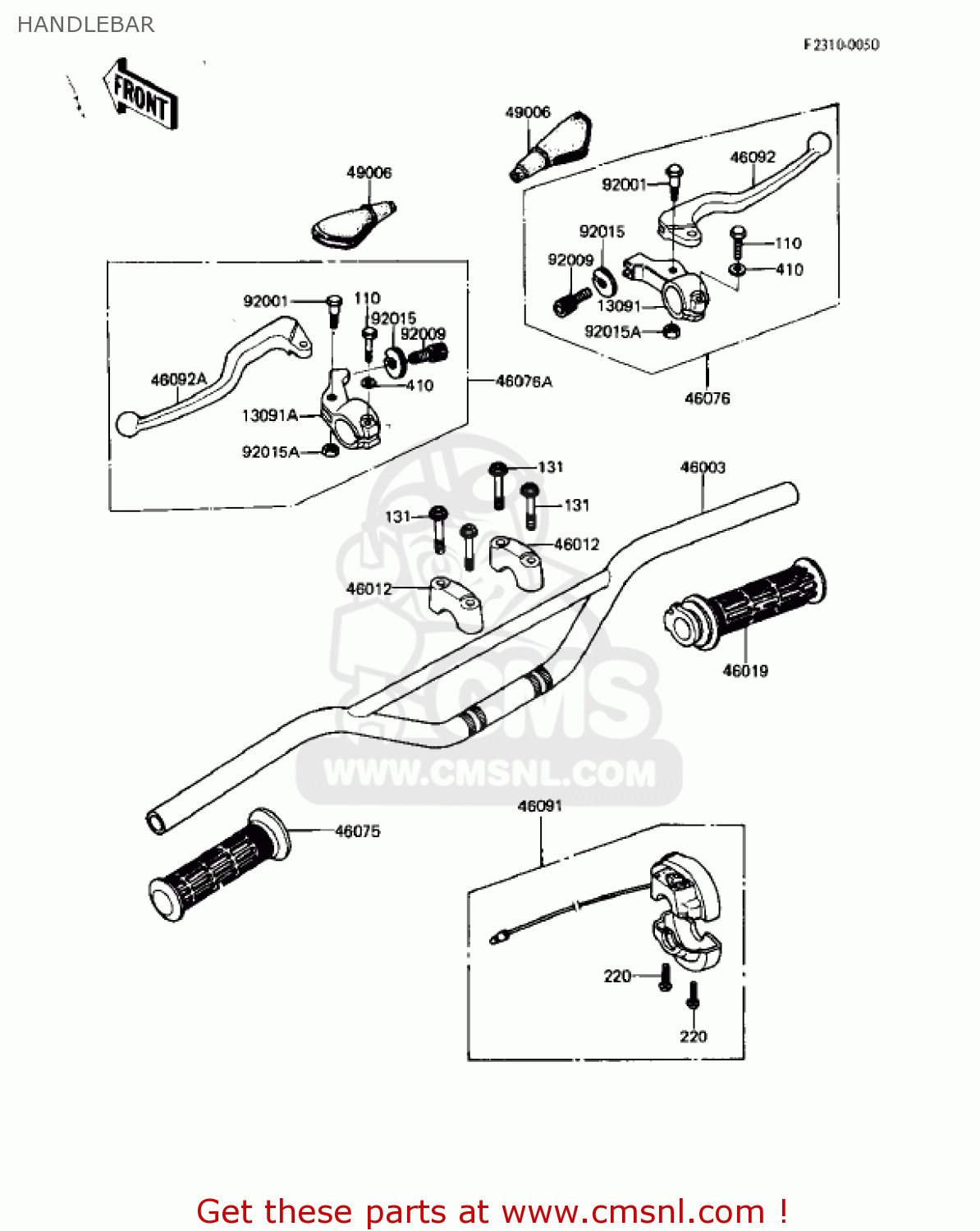 HANDLEBAR KDX80-B2 KDX80 1982 USA CANADA