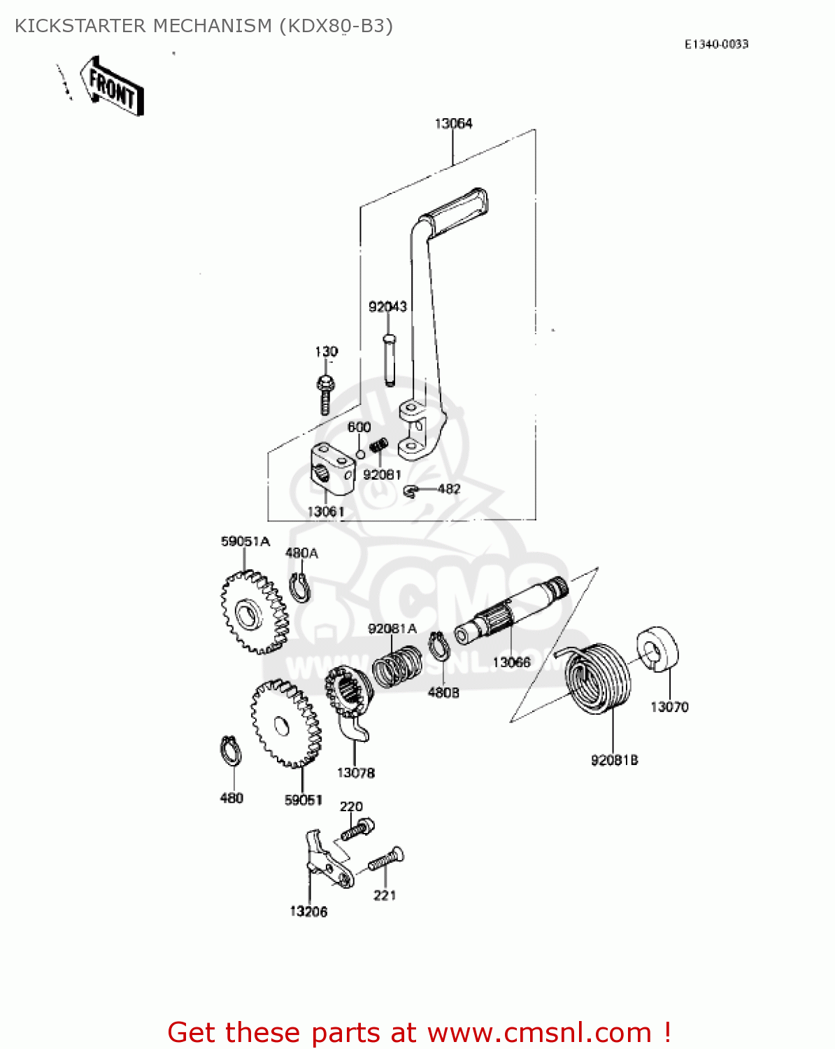 KICKSTARTER MECHANISM (KDX80-B3) KDX80-B2 KDX80 1982 USA CANADA