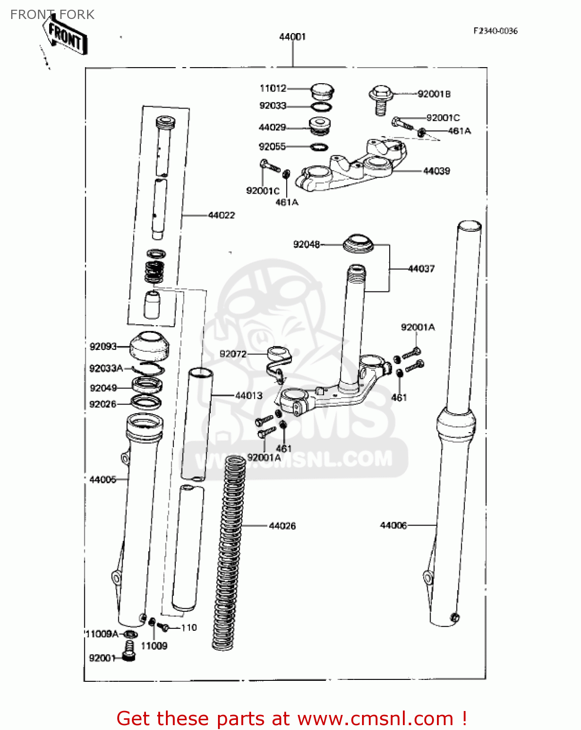 FRONT FORK KDX80-B2 KDX80 1982 USA CANADA