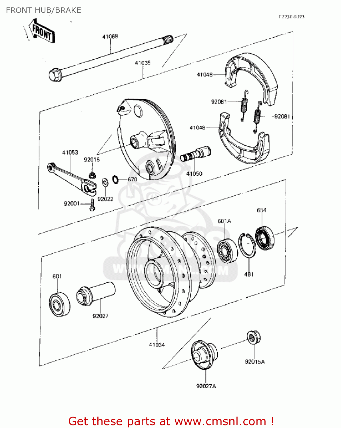 FRONT HUB/BRAKE KDX80-B2 KDX80 1982 USA CANADA