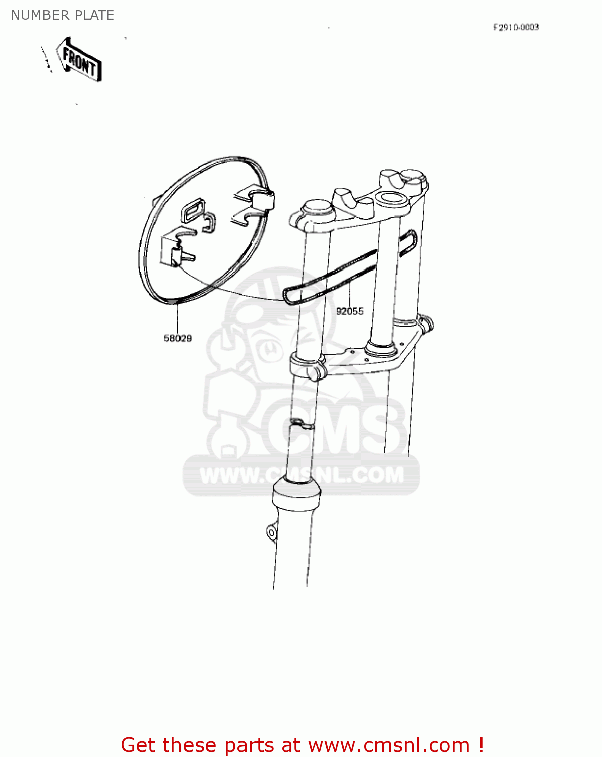 NUMBER PLATE KDX80-B2 KDX80 1982 USA CANADA