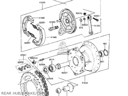 REAR HUB/BRAKE/CHAIN - KDX80-B2 KDX80 1982 USA CANADA