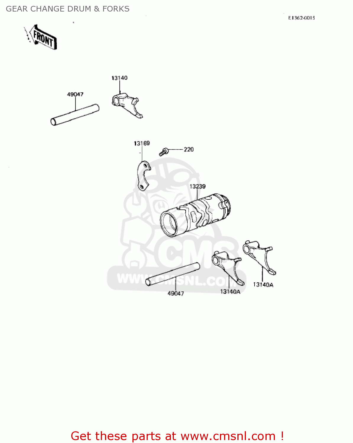 GEAR CHANGE DRUM & FORKS KDX80-B3 KDX80 1983 USA CANADA