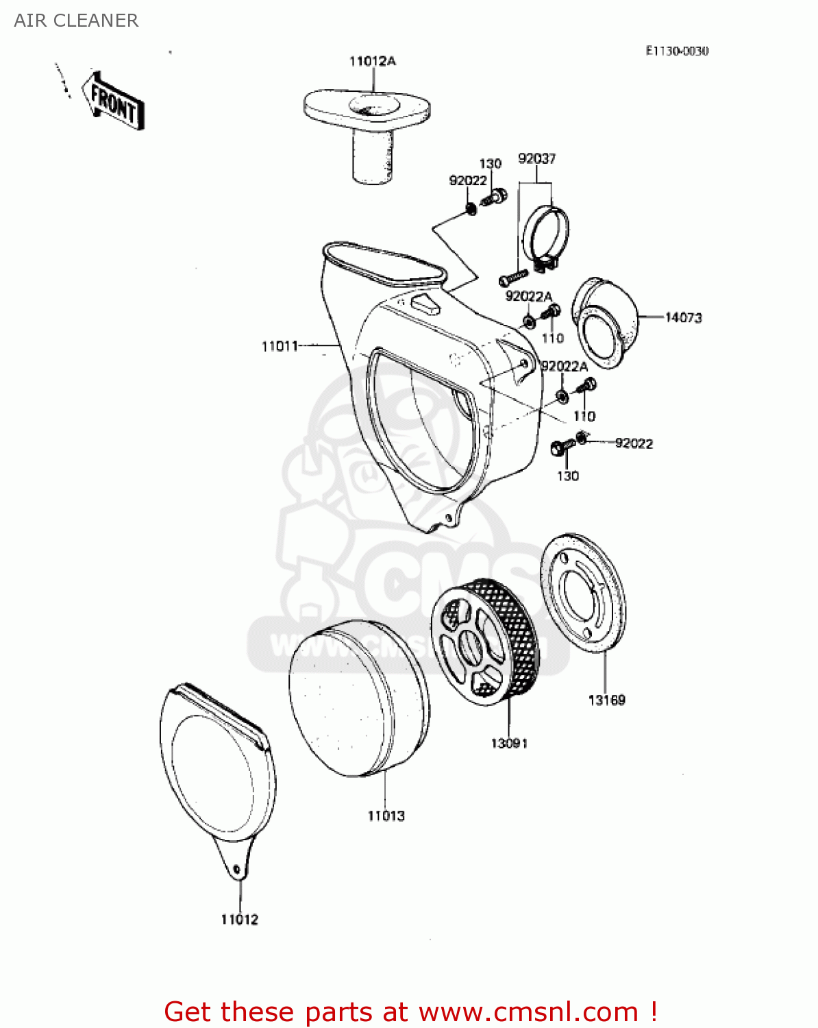 AIR CLEANER KDX80-B3 KDX80 1983 USA CANADA