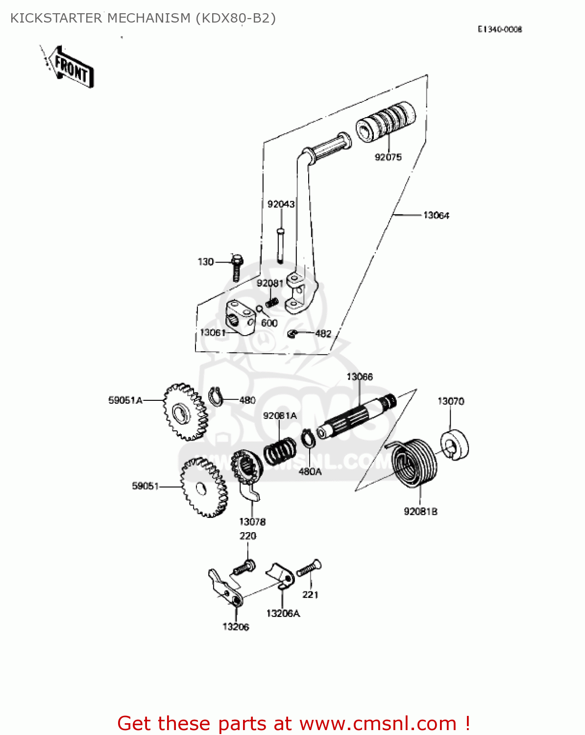 KICKSTARTER MECHANISM (KDX80-B2) KDX80-B3 KDX80 1983 USA CANADA