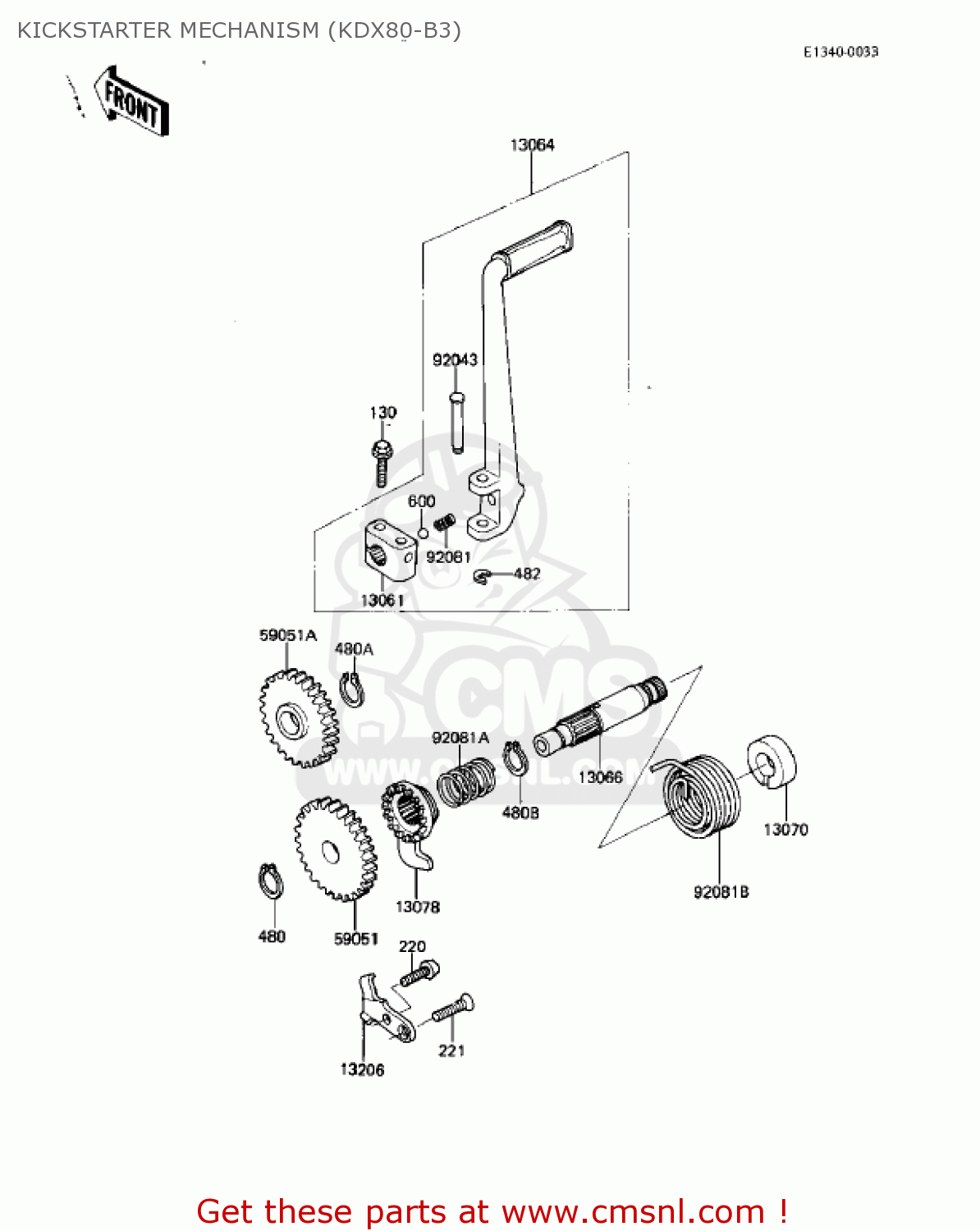 KICKSTARTER MECHANISM (KDX80-B3) KDX80-B3 KDX80 1983 USA CANADA