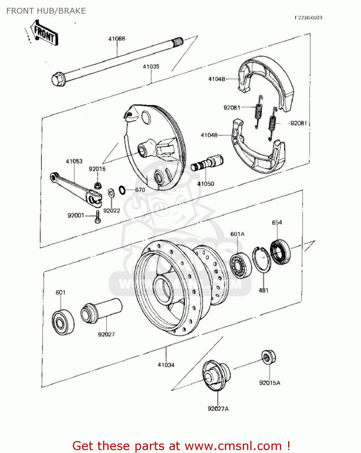 FRONT HUB/BRAKE KDX80-B3 KDX80 1983 USA CANADA