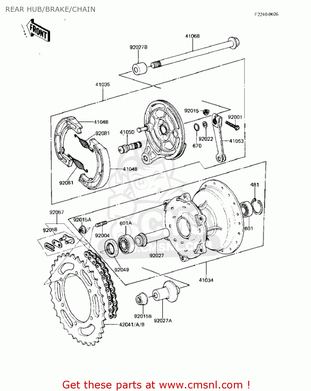 REAR HUB/BRAKE/CHAIN KDX80-B3 KDX80 1983 USA CANADA