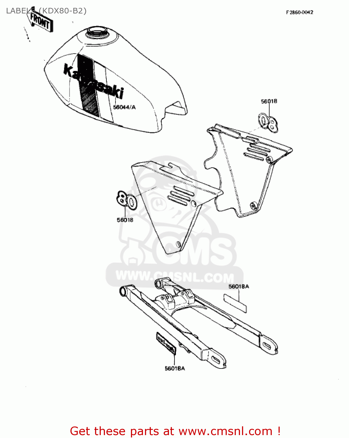 LABELS (KDX80-B2) KDX80-B3 KDX80 1983 USA CANADA