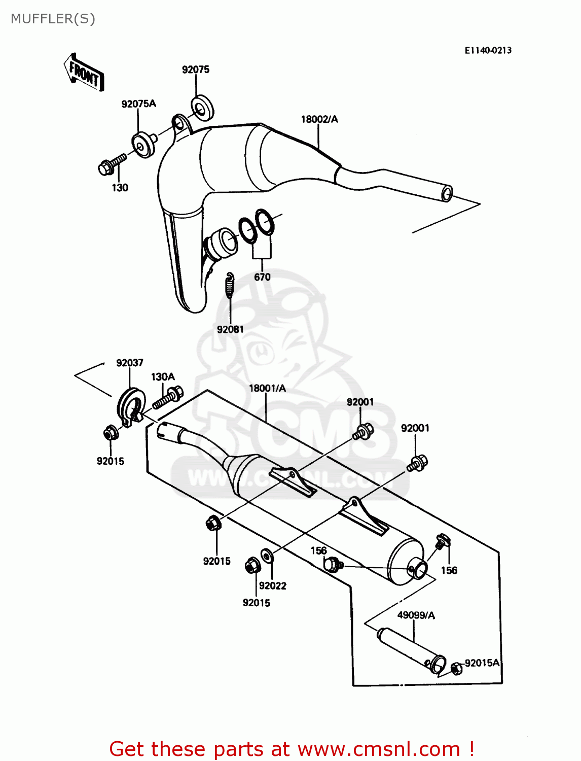 MUFFLER(S) KDX80-C1 1984 USA CANADA
