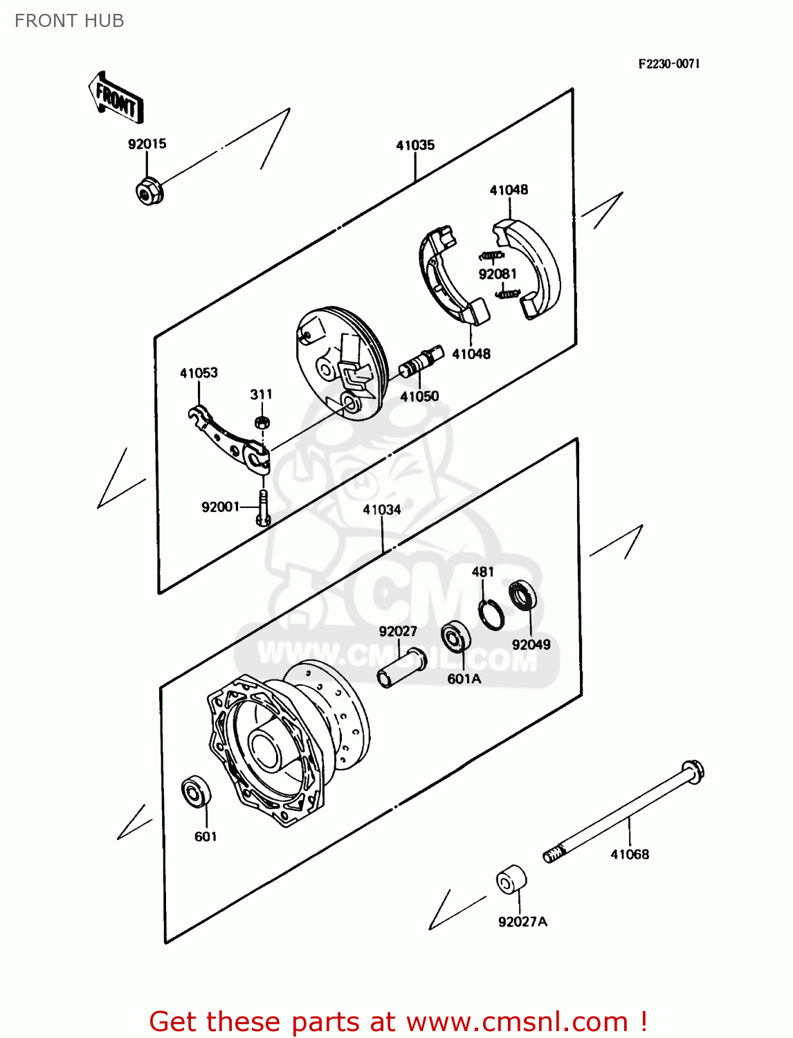 FRONT HUB KDX80-C1 1984 USA CANADA
