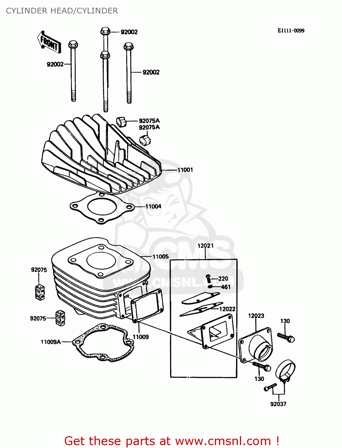 CYLINDER HEAD/CYLINDER KDX80-C3 1986 USA CANADA