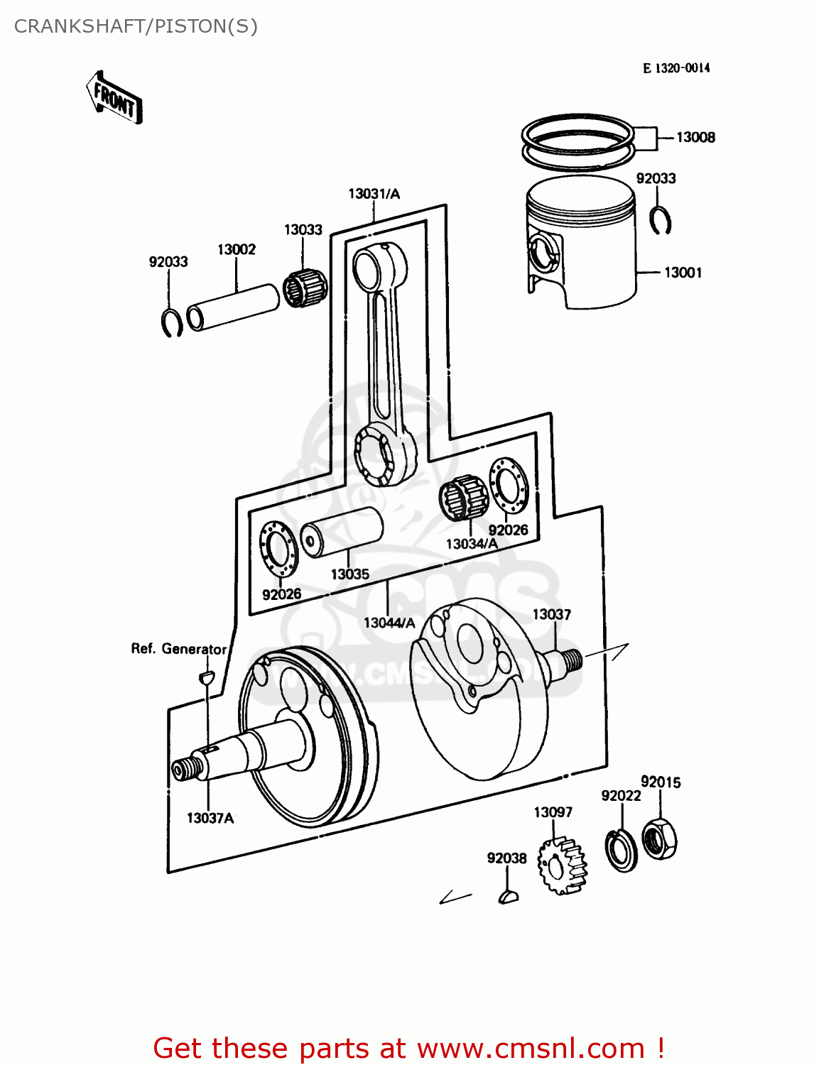 CRANKSHAFT/PISTON(S) KDX80-C3 1986 USA CANADA
