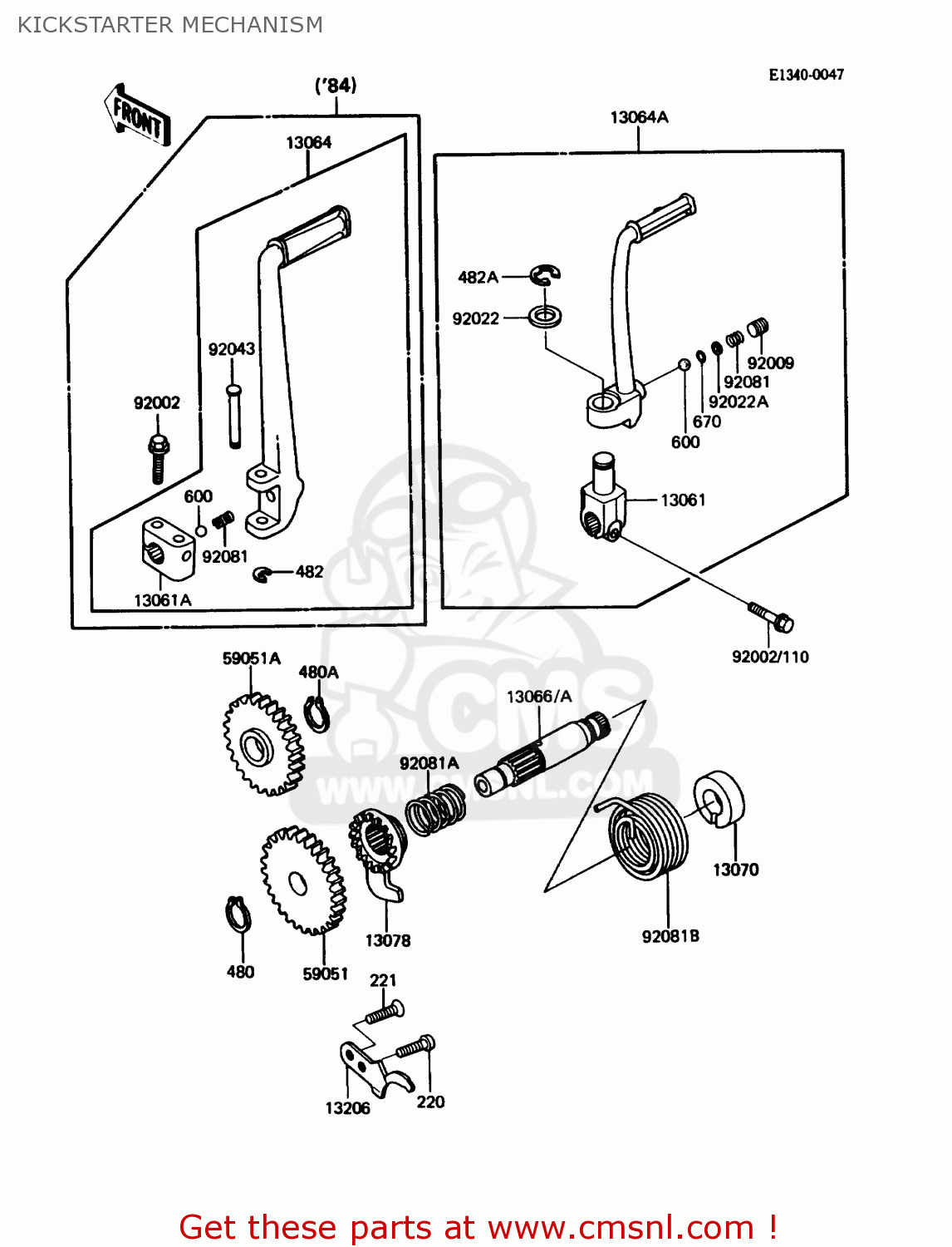 KICKSTARTER MECHANISM KDX80-C3 1986 USA CANADA