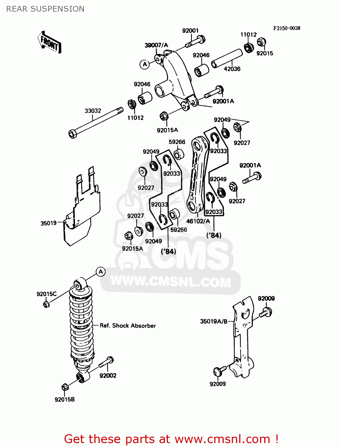REAR SUSPENSION KDX80-C4 1987 USA CANADA
