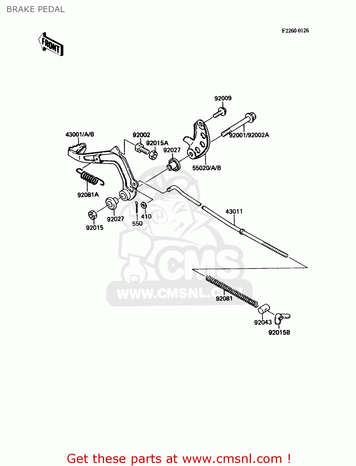 BRAKE PEDAL KDX80-C4 1987 USA CANADA