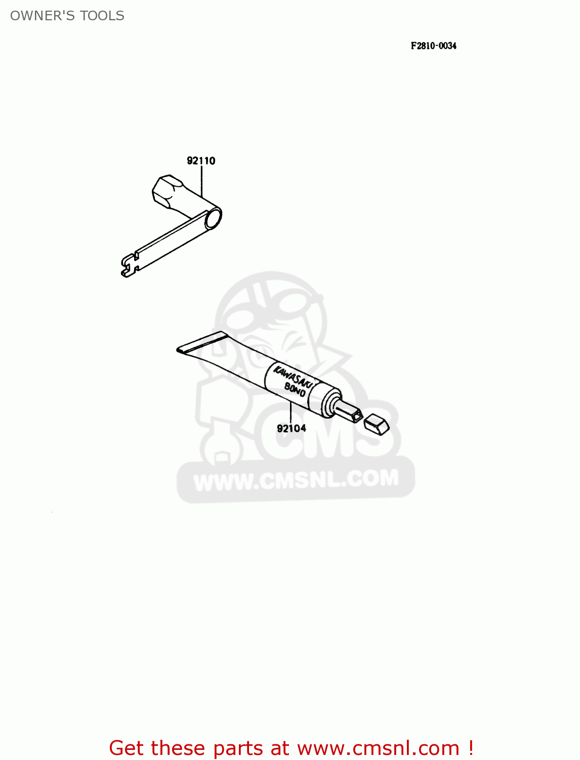 OWNER'S TOOLS KDX80-C4 1987 USA CANADA