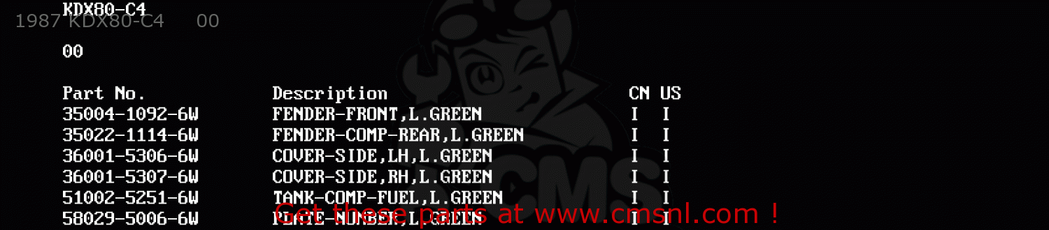 1987 KDX80-C4     00 KDX80-C4 1987 USA CANADA