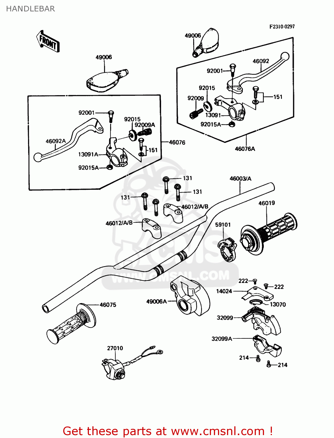 HANDLEBAR KDX80-C5 1988 USA CANADA