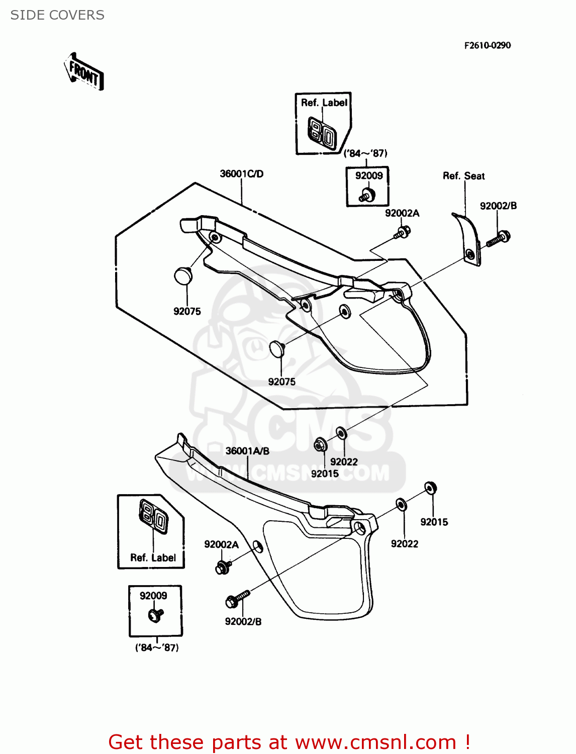 SIDE COVERS KDX80-C5 1988 USA CANADA