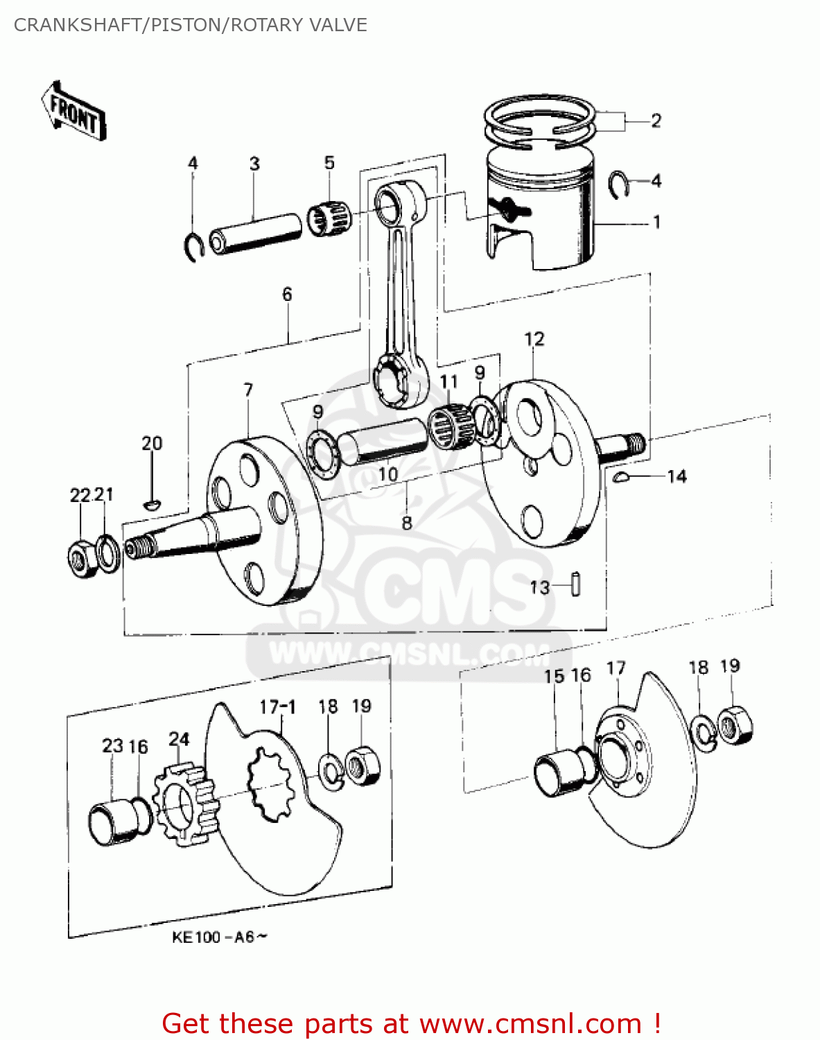CRANKSHAFT/PISTON/ROTARY VALVE KE100-A10 KE100 1981 CANADA