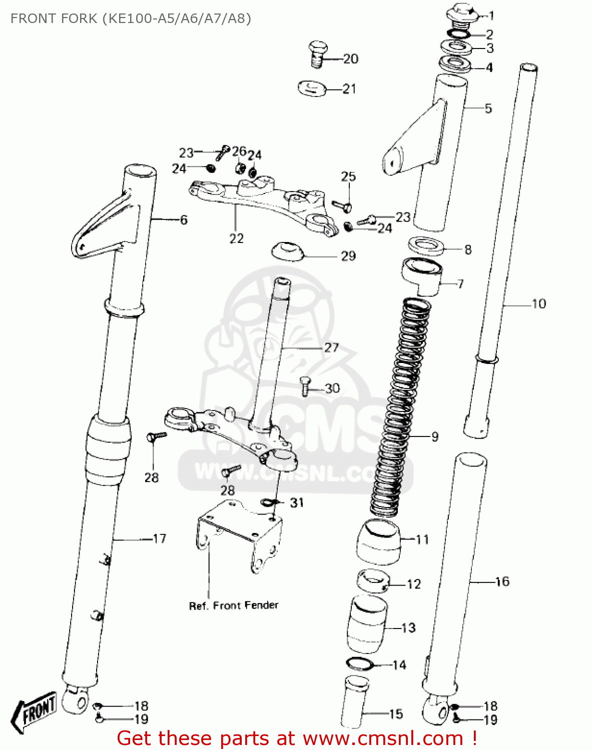 FRONT FORK (KE100-A5/A6/A7/A8) KE100-A10 KE100 1981 CANADA
